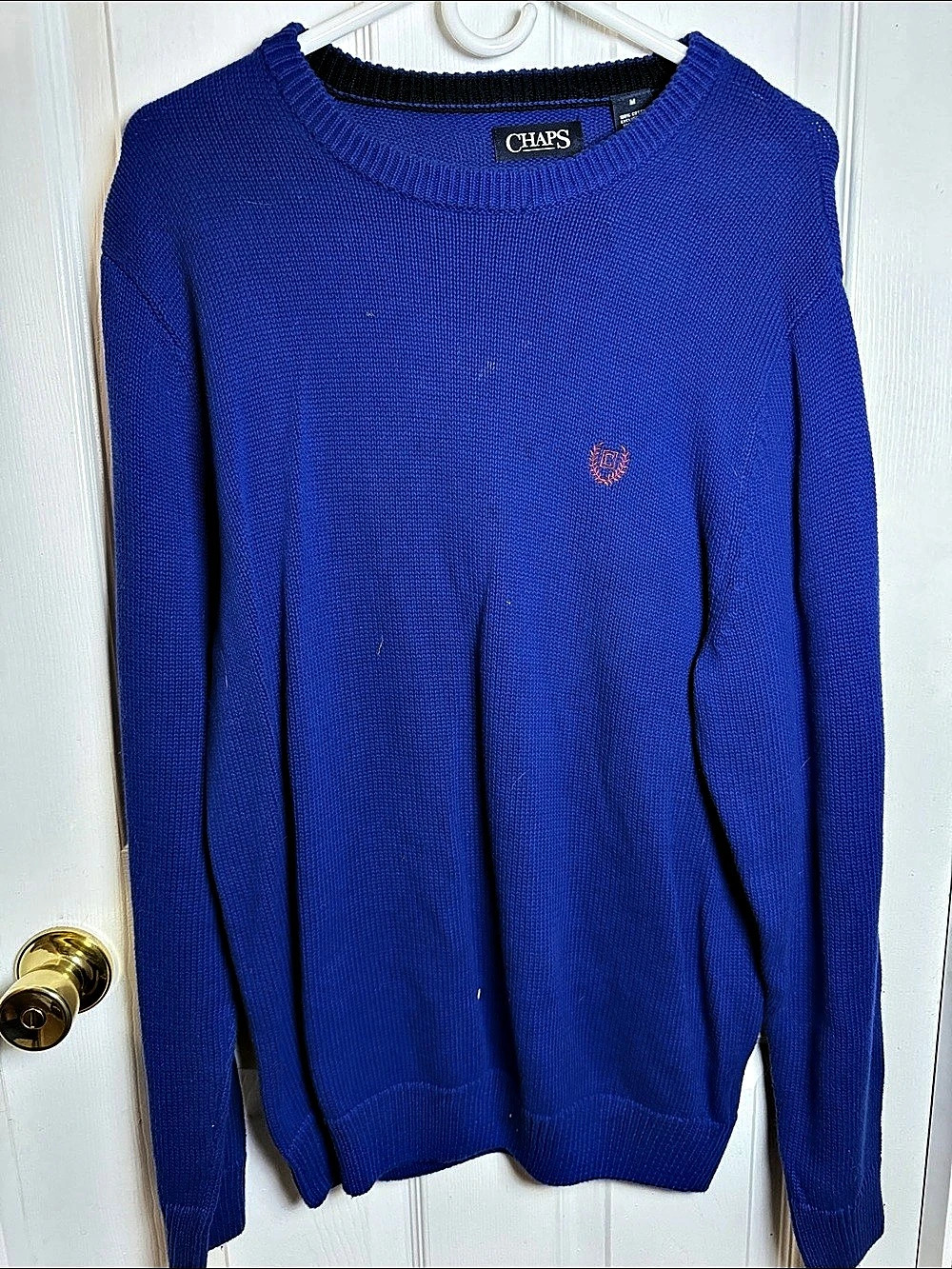 Chaps Classic Crew Sweater Men's Cotton Crewneck Blue Medium